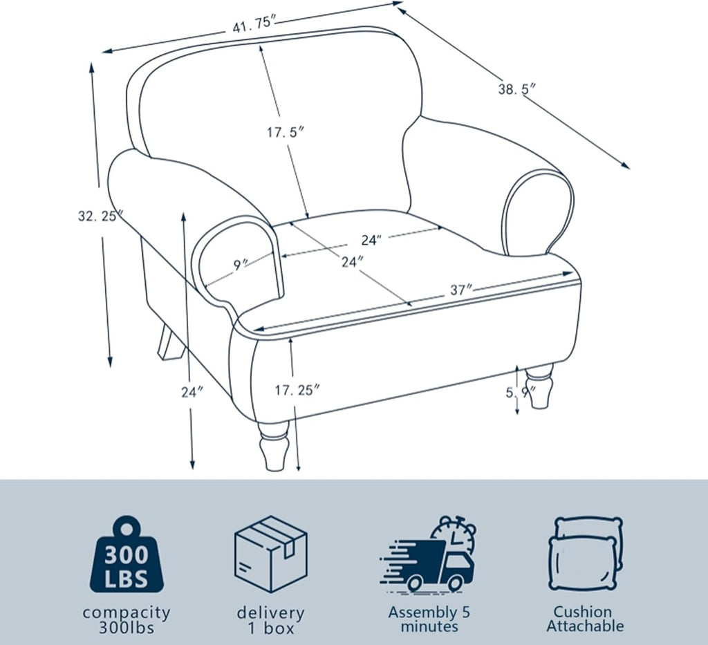 Mofolit 41.75' Oversized Modern Accent Chair w/Chenille Fabric,Wide& Round Arm, Single Sofa Chair for Bedroom,Living Room,Apartment,Study Room (1, Dark Gray)