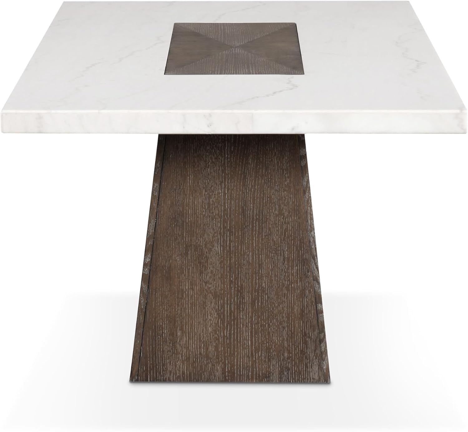 Furniture of America Rafferty Modern Solid Wood 70-inch Rectangle Dining Table with Genuine White Marble Tabletop and Tapered Pedestal Base, Seats up to 6, for Home Kitchen, Living Room, Dark Walnut