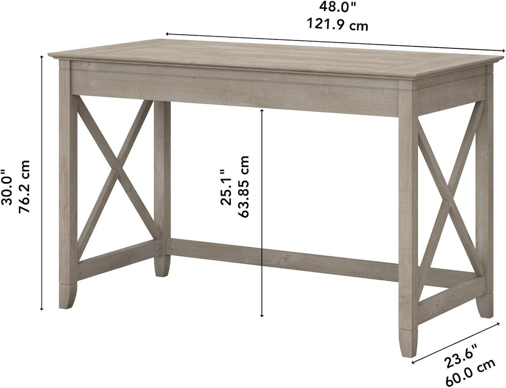 Bush Home Key West Writing Desk for Home Office in Washed Gray | 48W Small Modern Farmhouse Table