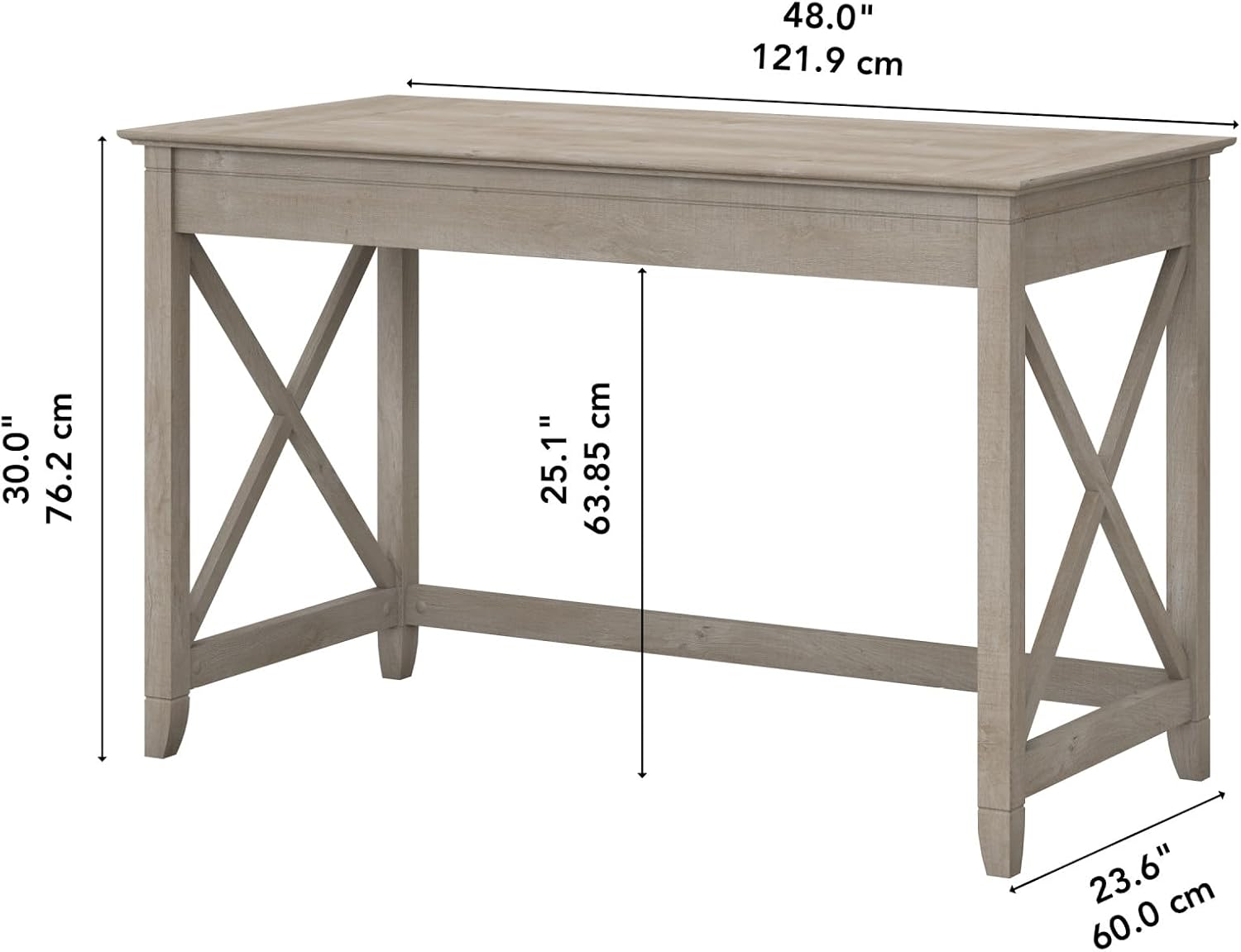 Bush Home Key West Writing Desk for Home Office in Washed Gray | 48W Small Modern Farmhouse Table