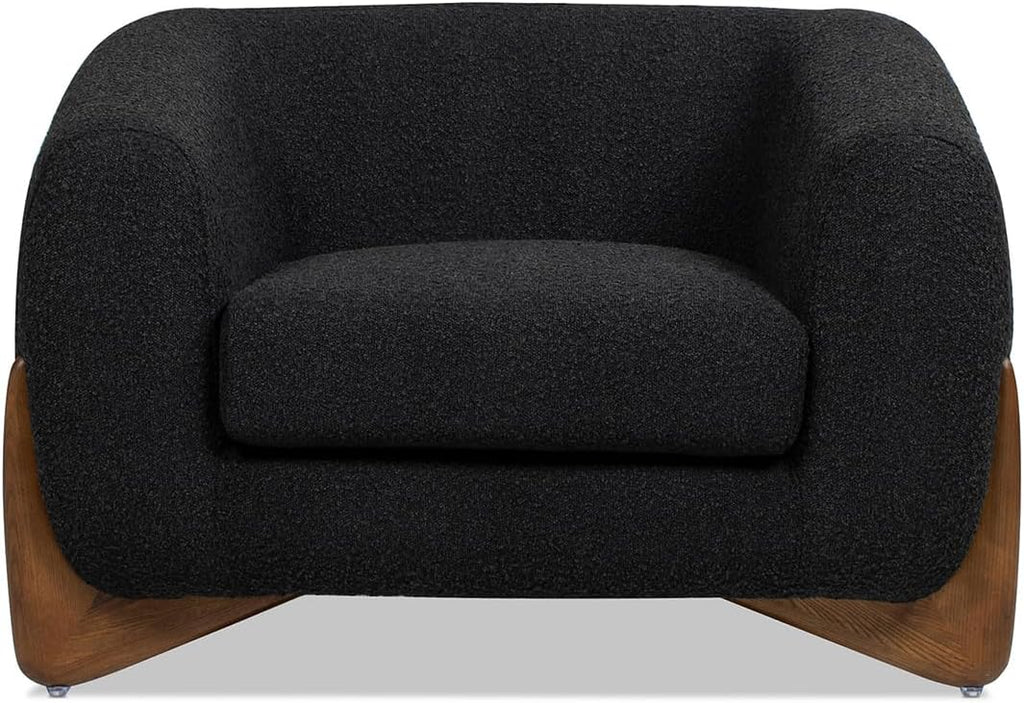 Jennifer Taylor Home Alpine 43.5' Modern Scandinavian Minimalist Round Arm Sherpa Living Room Arm Chair