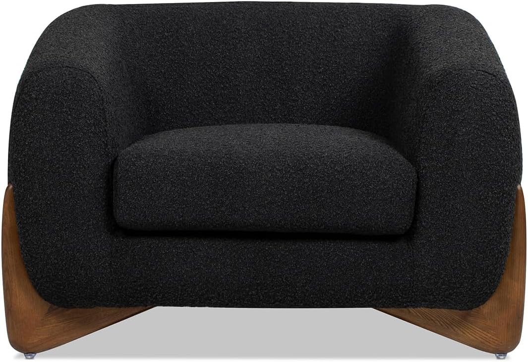 Jennifer Taylor Home Alpine 43.5' Modern Scandinavian Minimalist Round Arm Sherpa Living Room Arm Chair