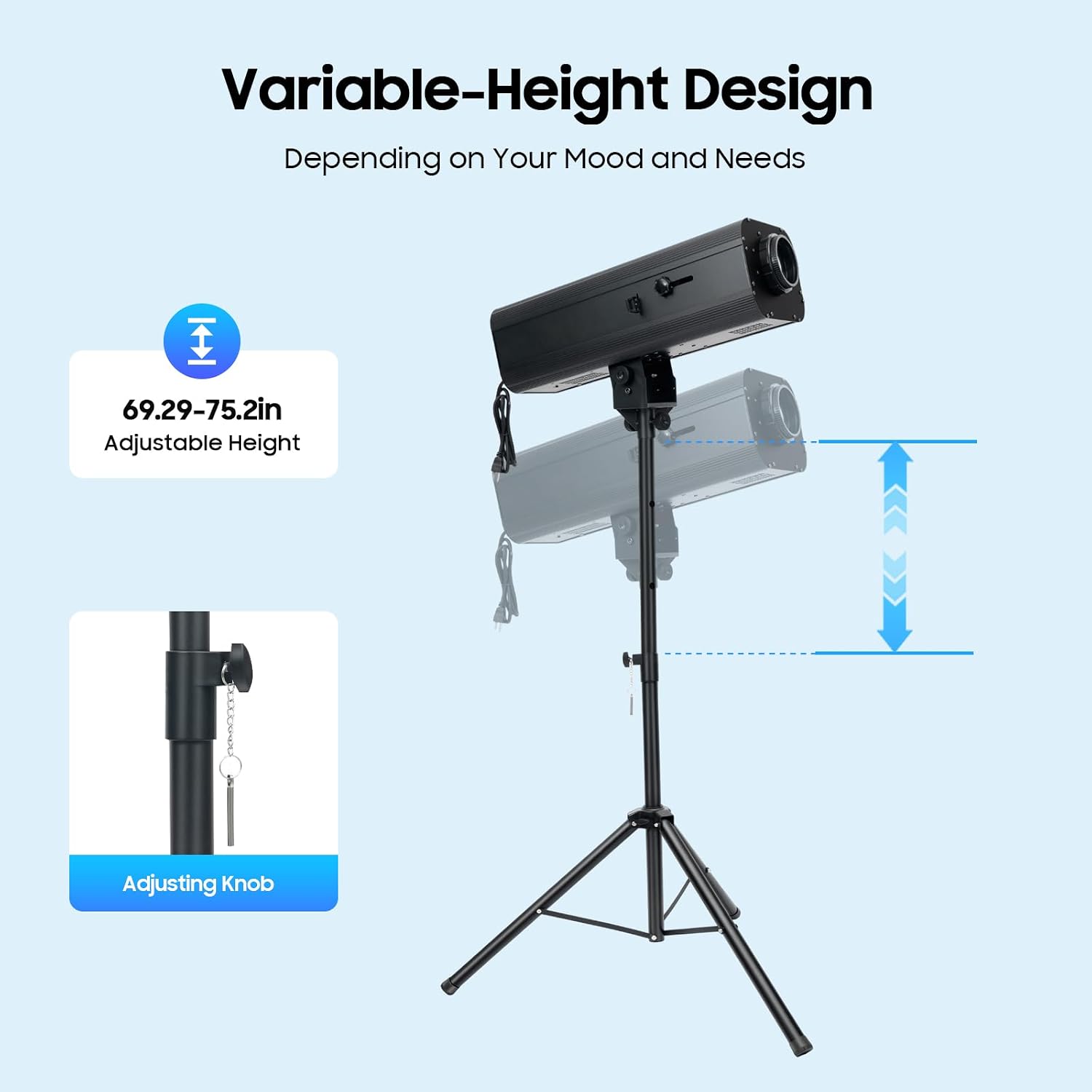 230W Professional Stage Spotlight with Adjustable Height Tripod Stand, 6 Colors 3 Color Temperatures 3200K-6000K, Adjustable Focus Follow Spot Light for Weddings, DJ, Theater & Event