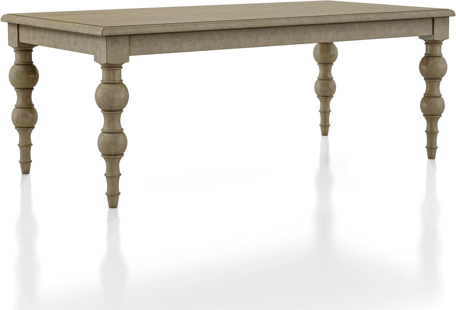 Furniture of America Shelimar Solid Wood 78-inch Rectangular Dining Table with Turned Legs & Plank Style Top, Seats up to 8 for Home Kitchen, Dinettes, Light Washed White