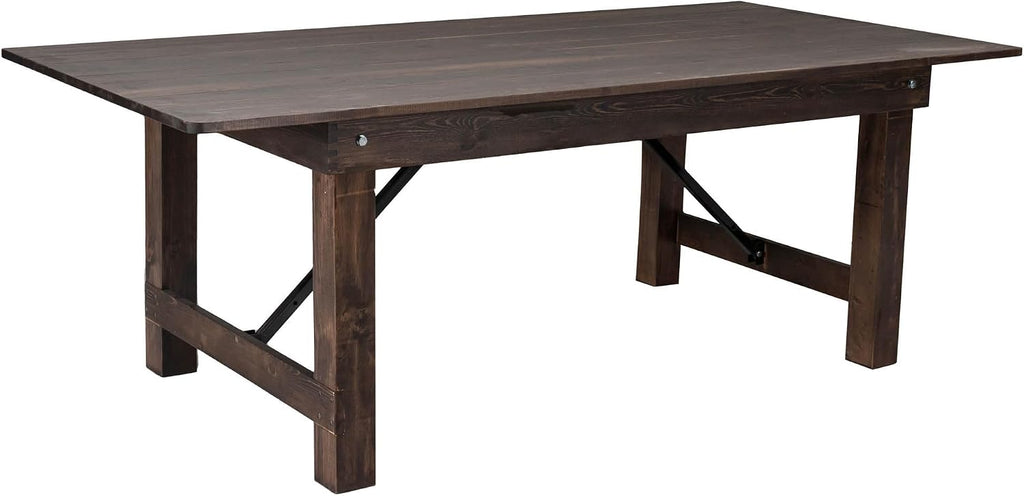 Flash Furniture HERCULES 7' x 40' Rectangular Antique Rustic Solid Pine Folding Farm Table, Mahogany