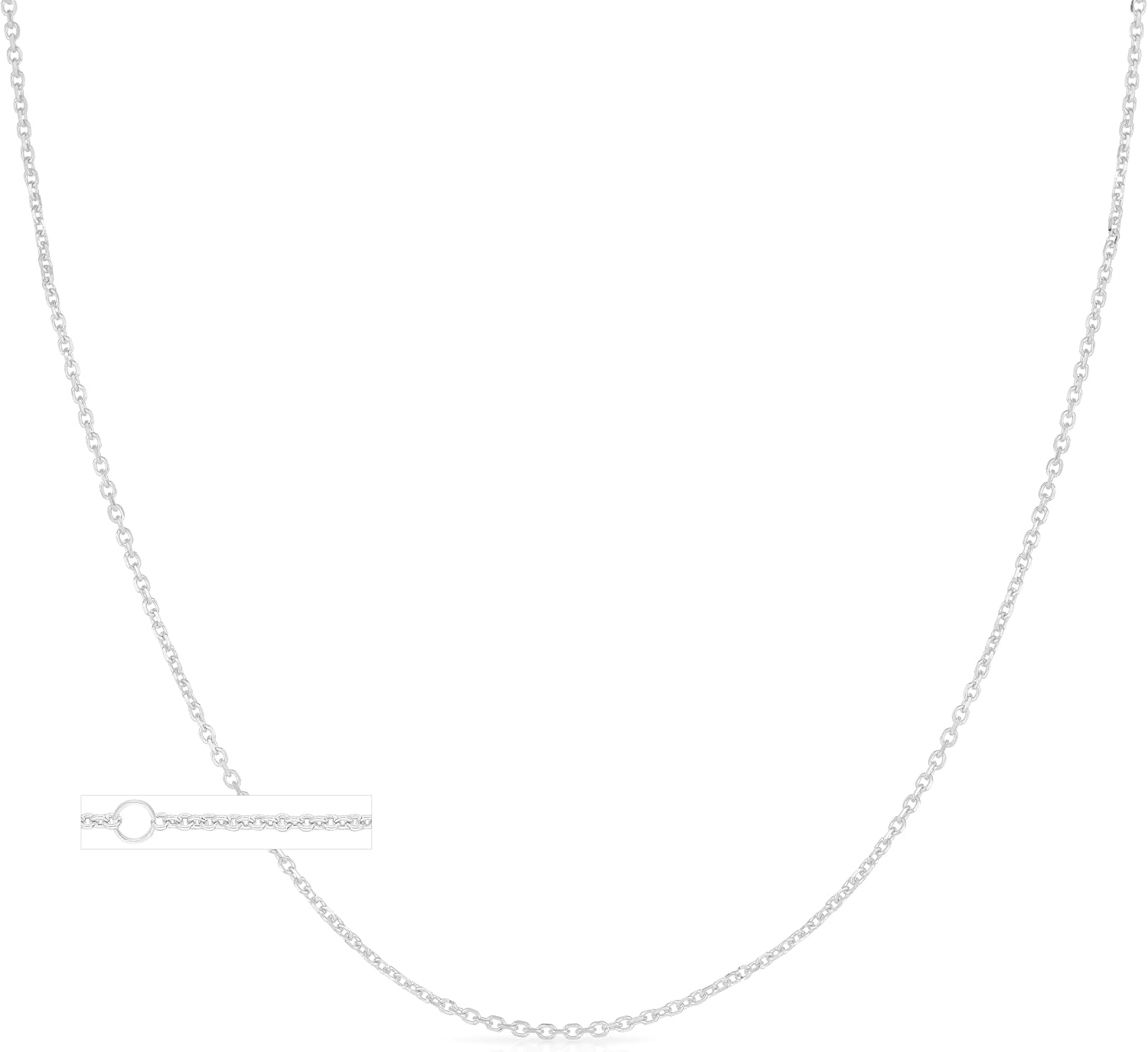 Floreo 18k Yellow Gold or White Gold 1.8mm Single Extendable Lite Diamond Cut Cable Chain Adjustable Necklace, 16' - 18 Inch