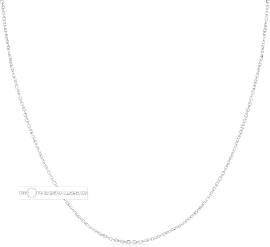 Floreo 14k Yellow Gold, White Gold, or Rose Gold 0.87mm Single Extendable Solid Diamond Cut Cable Chain Adjustable Necklace, 16' - 18 Inch