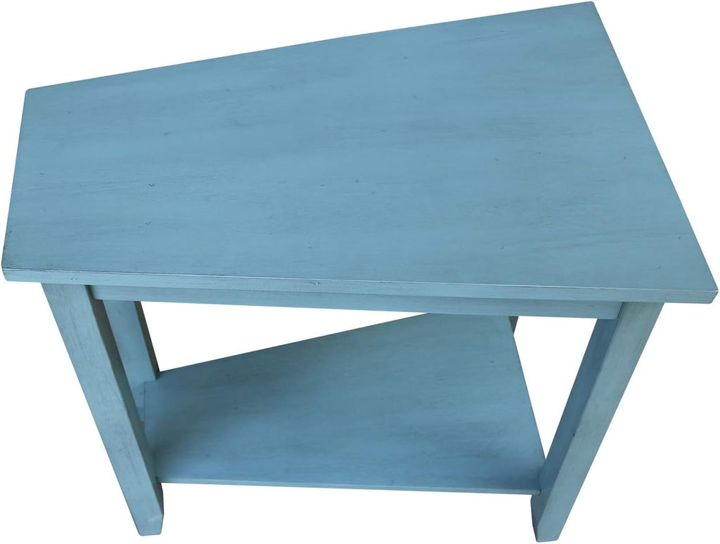 International Concepts Solid Wood Keystone Accent Table in Ocean Blue