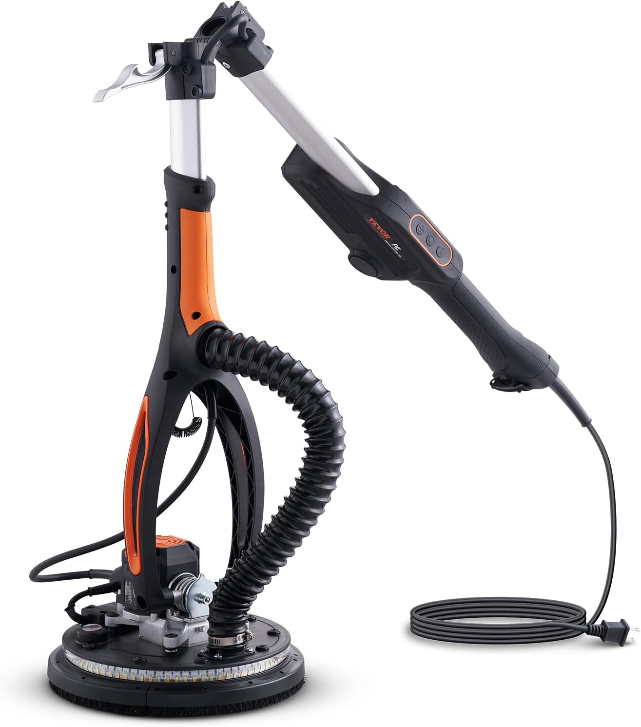 VEVOR Drywall Sander, 800W Brushless Motor Electric Sander, Variable Speed 1000-2300 RPM, Foldable Ceiling Sander with Double-Deck LED Lights, Extendable Handle, 12 Sanding Discs