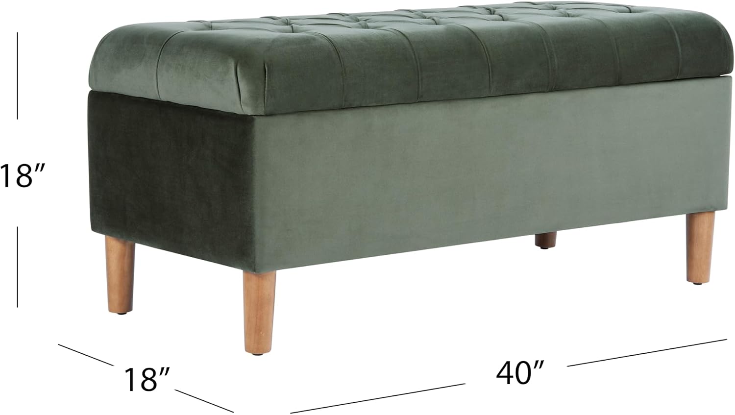 HomePop 40' Ainsley Button Tufted Storage Bench - Loden Green Velvet