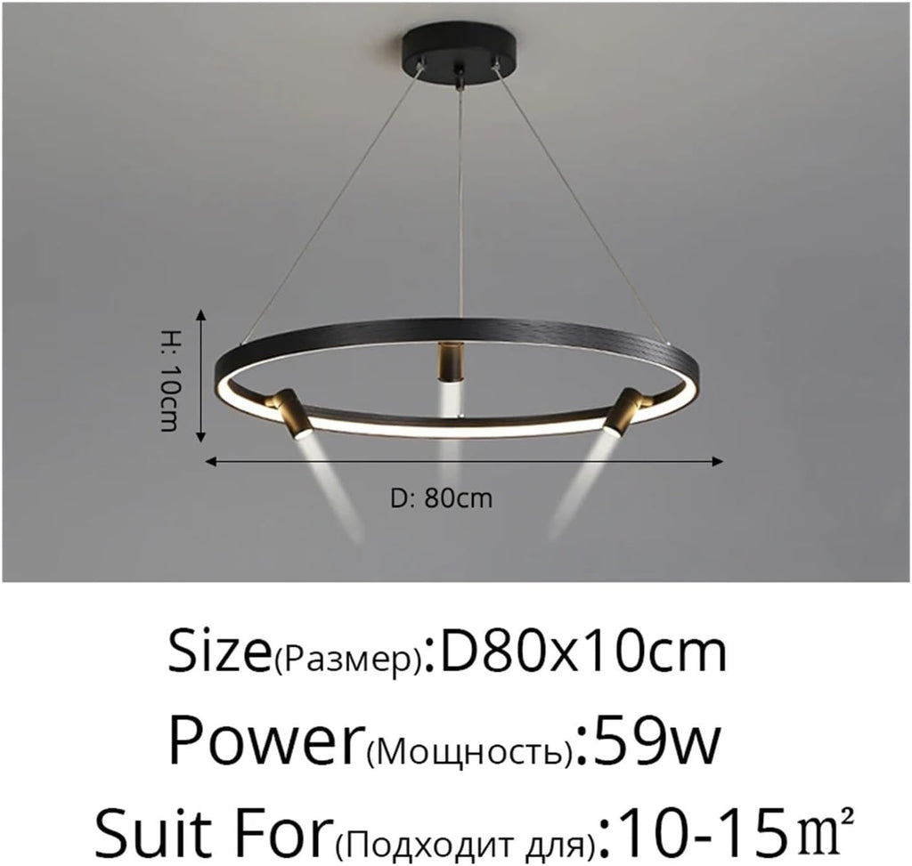 Light Chandelier, Remote Dimming Simple Modern LED Chandelier Lights Living Dining Room Pendant Bedroom Hall Lamps Spotlight Indoor Lighting(Cool White,80cm)