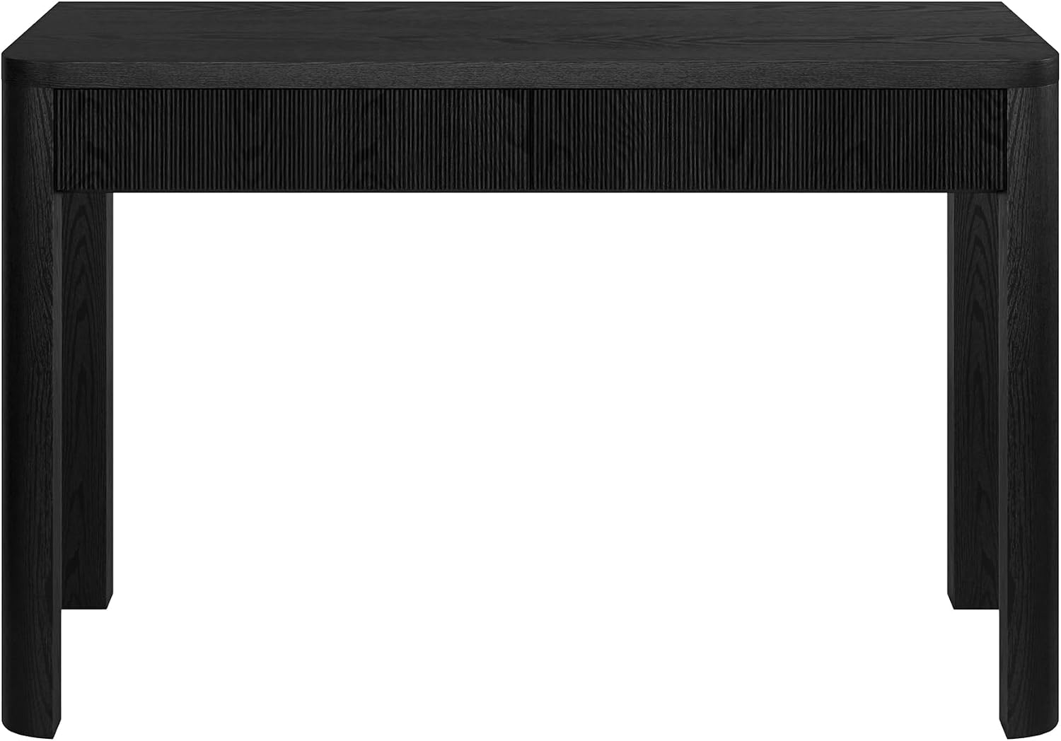 Henn&Hart 48' Fluted Modern Rectangular Wooden Home Office Desk Computer Desk Writing Table with 2 Ribbed Storage Drawers for Bedroom, Living Room, or Home Office, Natural Black