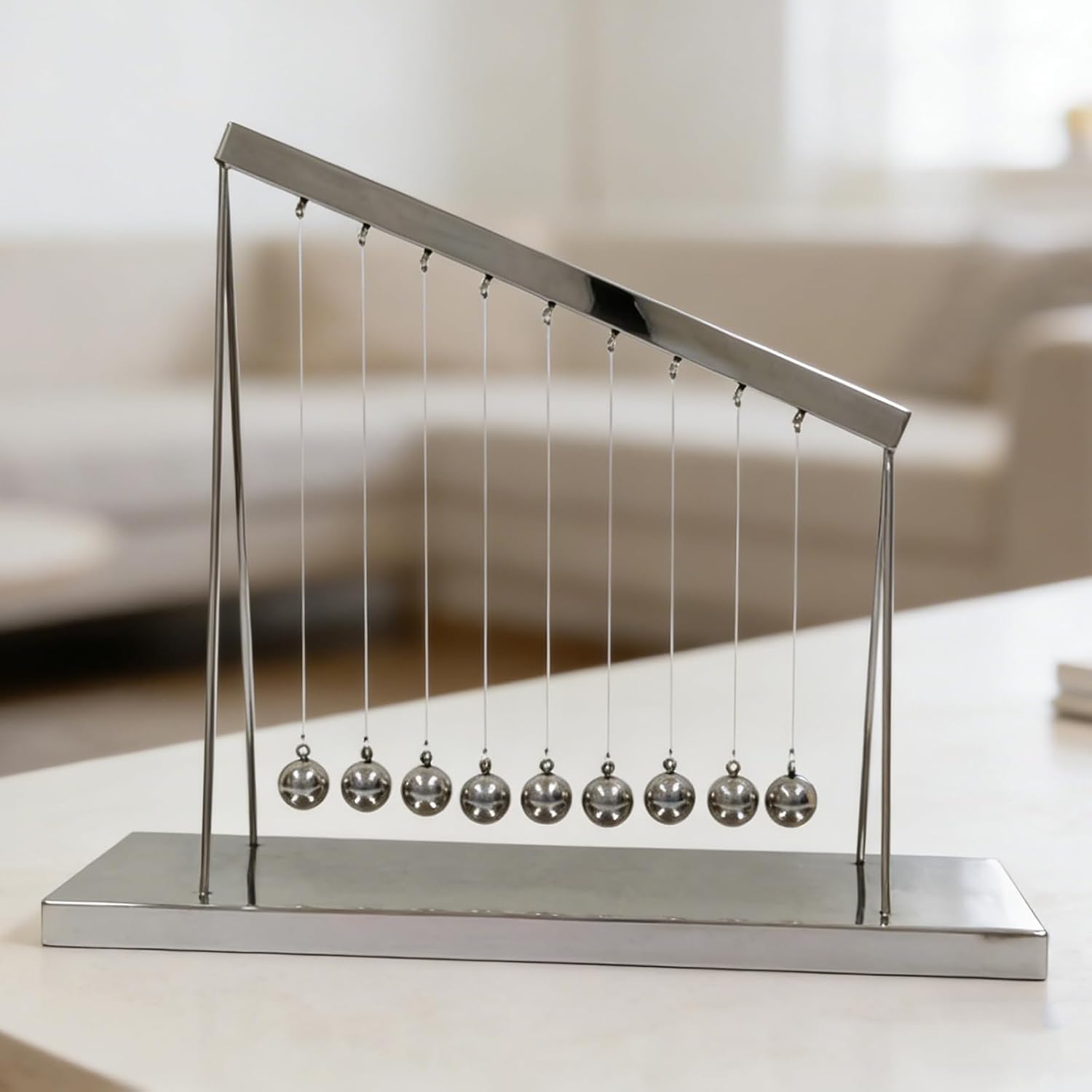 10 Beads Newtons Cradle Balance Balls, Science Physics Gadget Desktop Decoration Kinetic Motion Toy, Home Office Ornaments Desk Gadgets Gift, for Home and Office