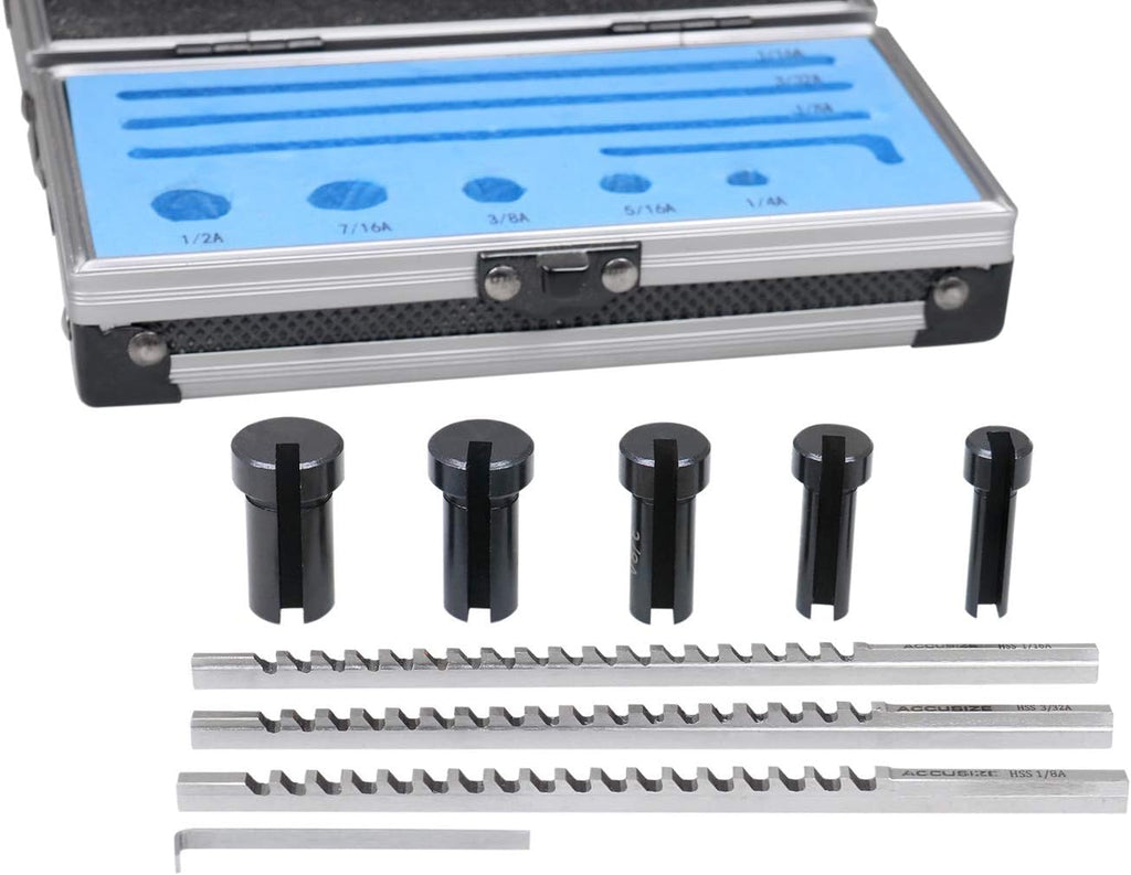 Accusize Industrial Tools No.00 Hss Keyway Broach Precision Sets in Fitted Wooden Box, 5100-0001