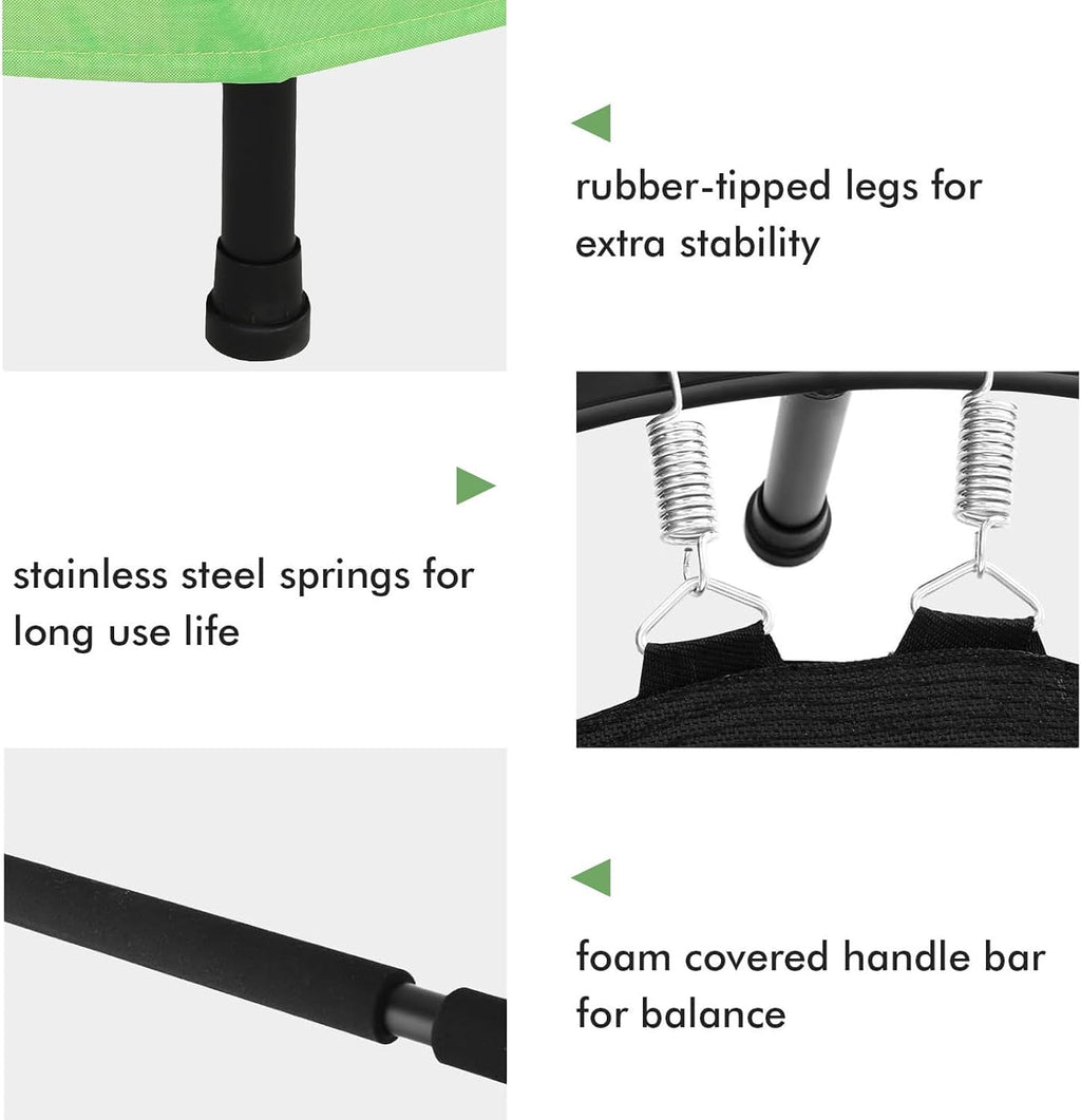 Trampoline for Kids, Toddler Trampoline Indoor Sports and Outdoor Games 56' Kids Rebounder 220LBS Capacity with Adjustable Safety Handrail Foldable Jumper for Boy Girls ASTM Certified