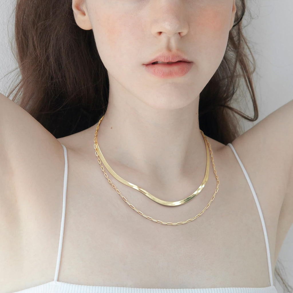 Paperclip Chain Necklace 14K Gold Necklace for Women 3mm Gold Chains Necklaces for Women & Men Non Tarnish Chain 16-26 Inches