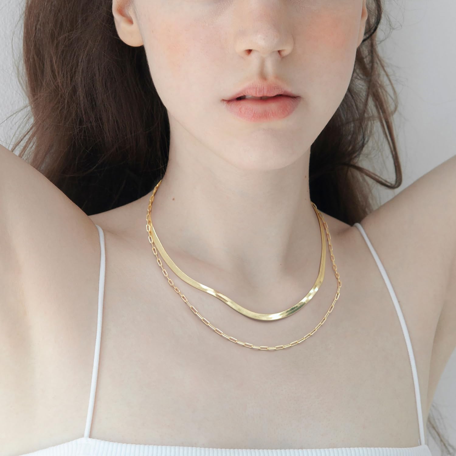Paperclip Chain Necklace 14K Gold Necklace for Women 3mm Gold Chains Necklaces for Women & Men Non Tarnish Chain 16-26 Inches