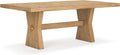 Signature Design by Ashley Galliden Farmhouse Dining Table with Extra-Thick Tabletop and Trestle Base, Light Brown