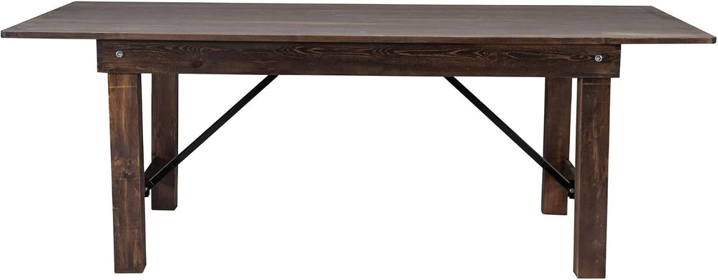 Flash Furniture HERCULES 7' x 40' Rectangular Antique Rustic Solid Pine Folding Farm Table, Mahogany