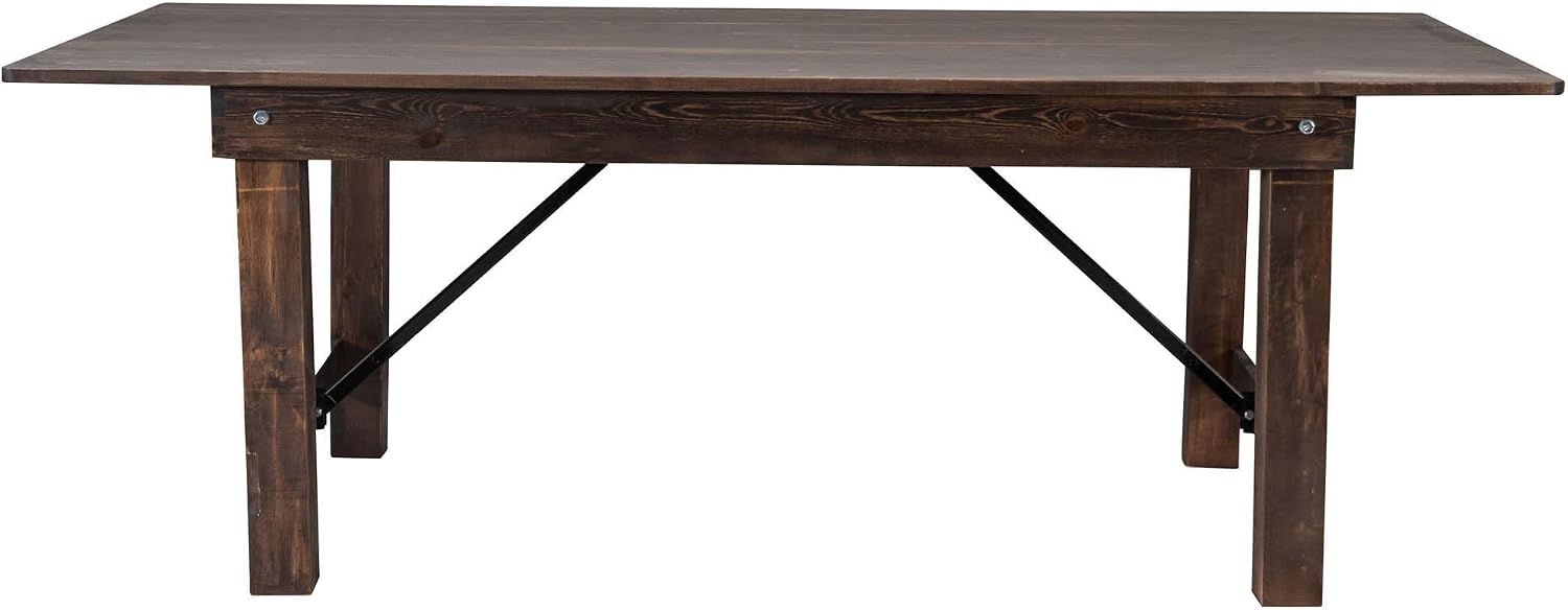 Flash Furniture HERCULES 7' x 40' Rectangular Antique Rustic Solid Pine Folding Farm Table, Mahogany