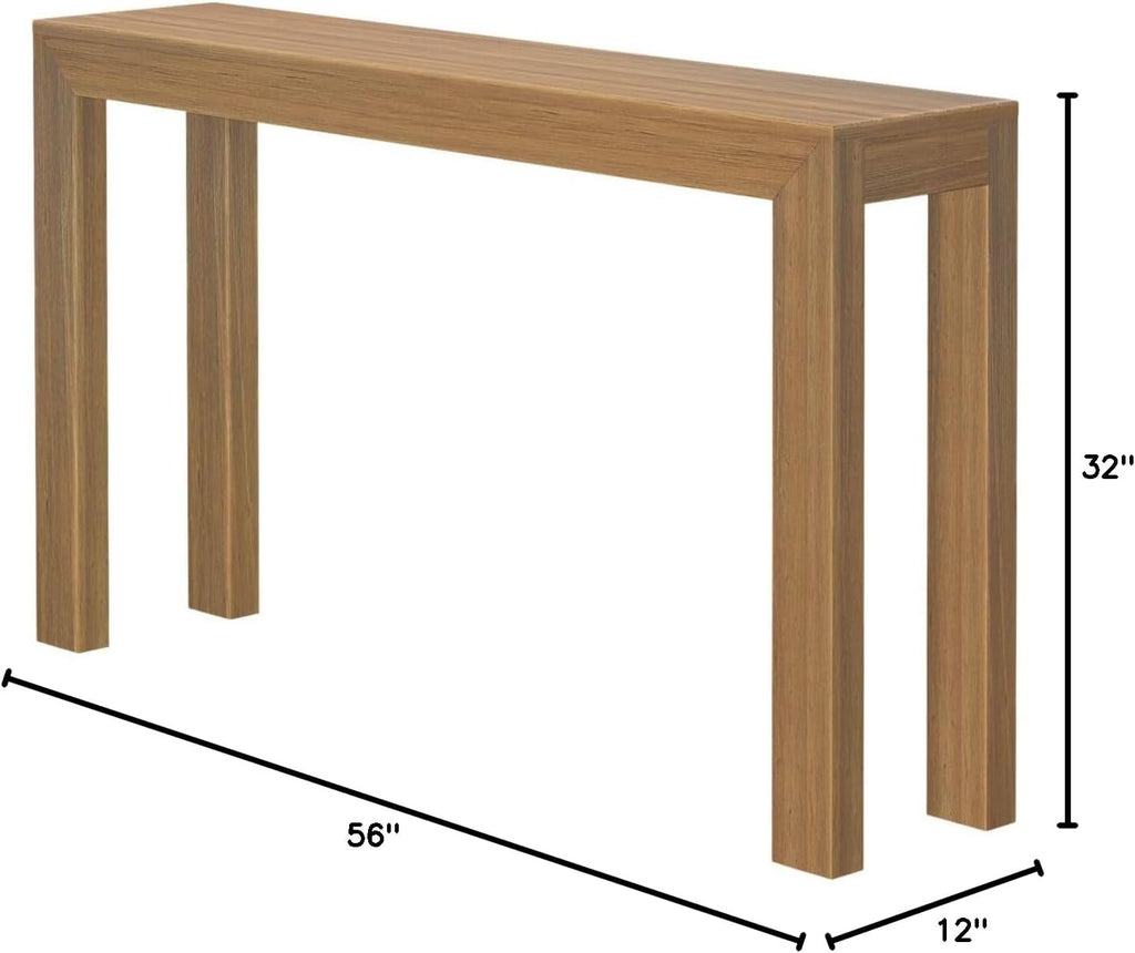 Plank+Beam Modern Solid Wood Console Table, 56 Inch, Sofa Table, Narrow Entryway Table for Hallway, Behind the Couch, Living Room, Foyer, Easy Assembly, Pecan