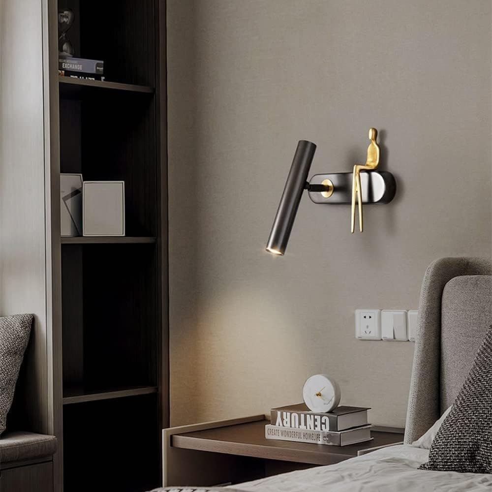 Modern Wall Sconce, Copper Wall Light, Adjustable d Wall Spot Lamp, Bedside Reading Wall Mount Lighting Fixture, 3 Color Wall Swivel Spotlights Indoor Wall Lights