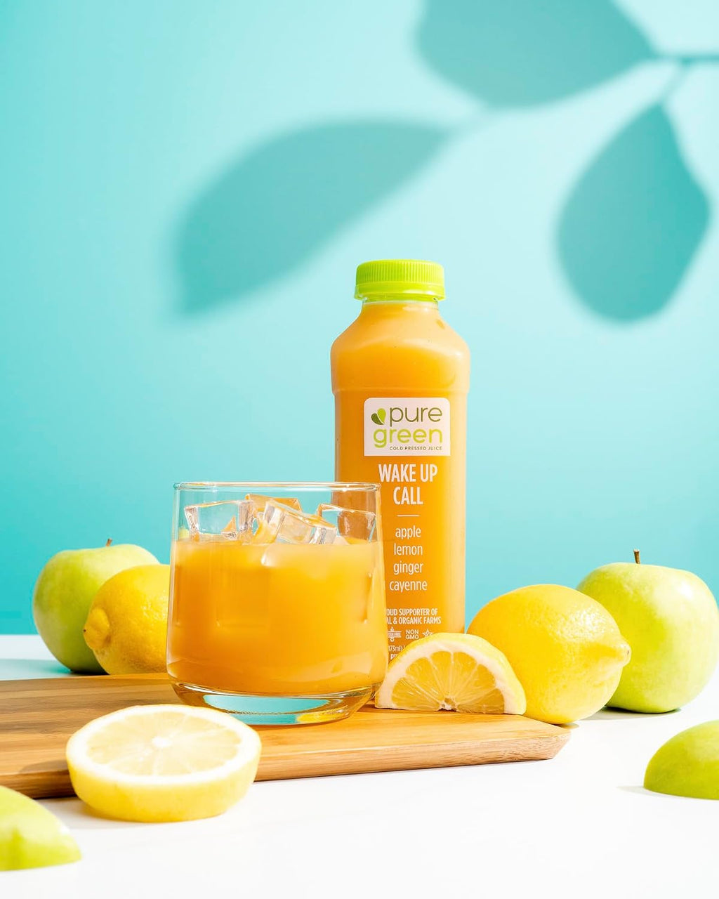 Pure Green Cold Pressed Apple Ginger Cayenne Juice – 12 Bottles 16oz | Morning Energy & Metabolic Support | Non-GMO, Gluten Free, No Artificial Colors or Flavors