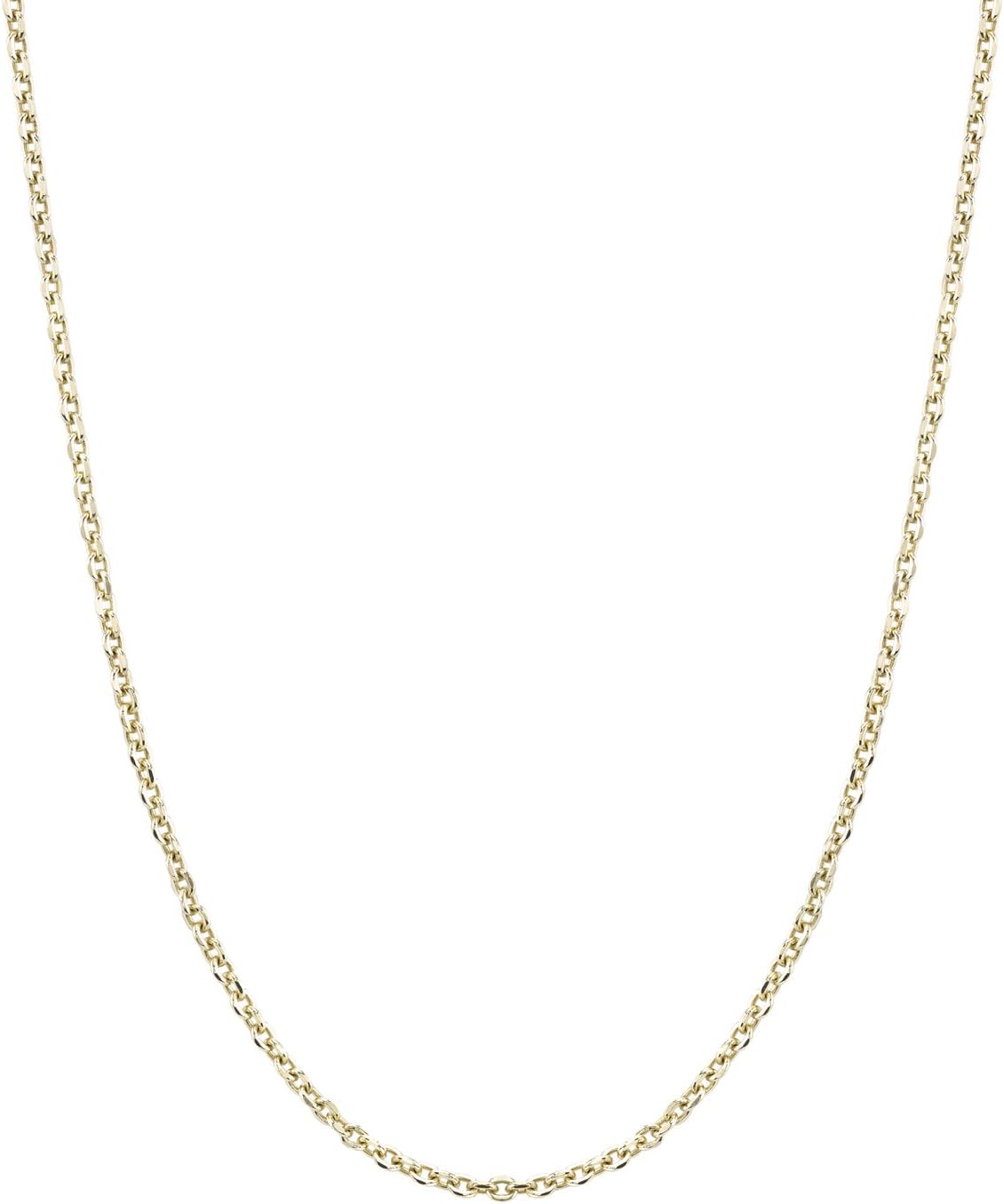 PEORA 14K Yellow Gold Cable Style Chain Necklace Diamond Cut 1.4mm 16, 18, 20 inches