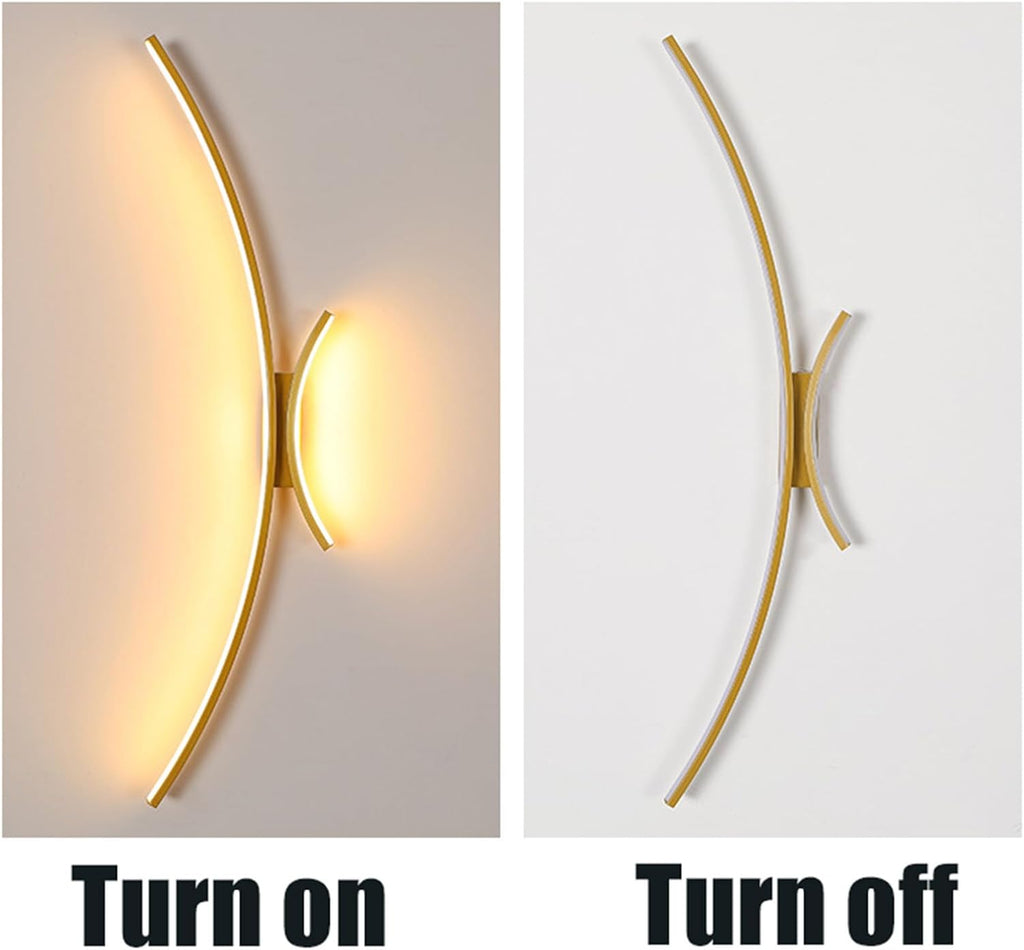 Led Wall Lights Indoor Modern with Remote Control Dimmable Wall Lamps Acrylic Elegant Curved Design Wall Spotlights for Living Room Bedroom Corridor/Black/60Cm