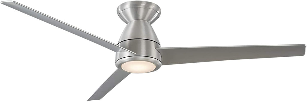 Tip Top Smart Indoor and Outdoor 3-Blade Flush Mount Ceiling Fan 52in Brushed Aluminum with 3500K LED Light Kit and Remote Control worksworks with Alexa and iOS or Android App
