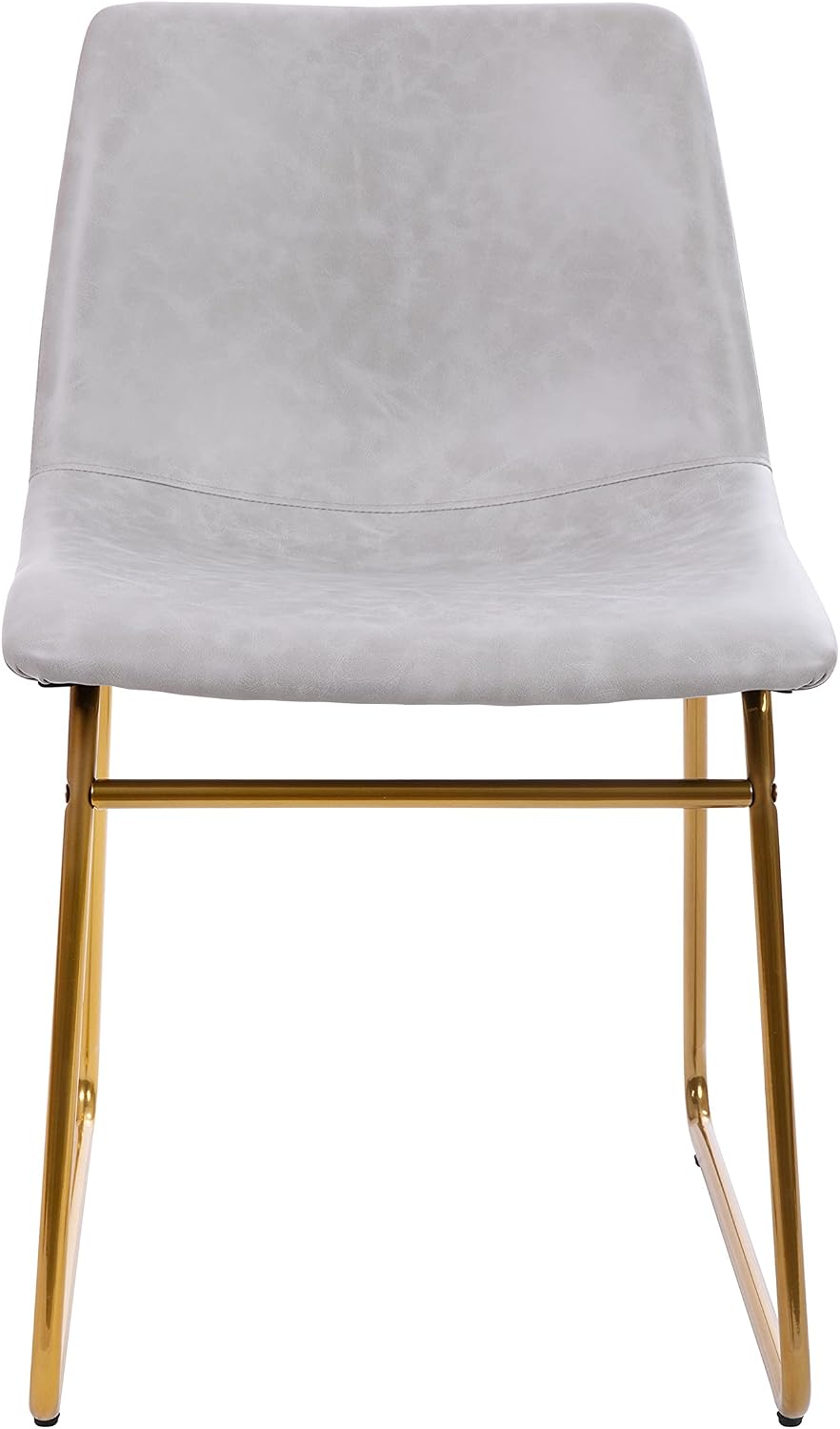 Flash Furniture Butler 18' LeatherSoft Dining Table Height Chairs, Mid-Century Modern Bucket Style Dining Chairs, Set of 2, Light Gray/Gold