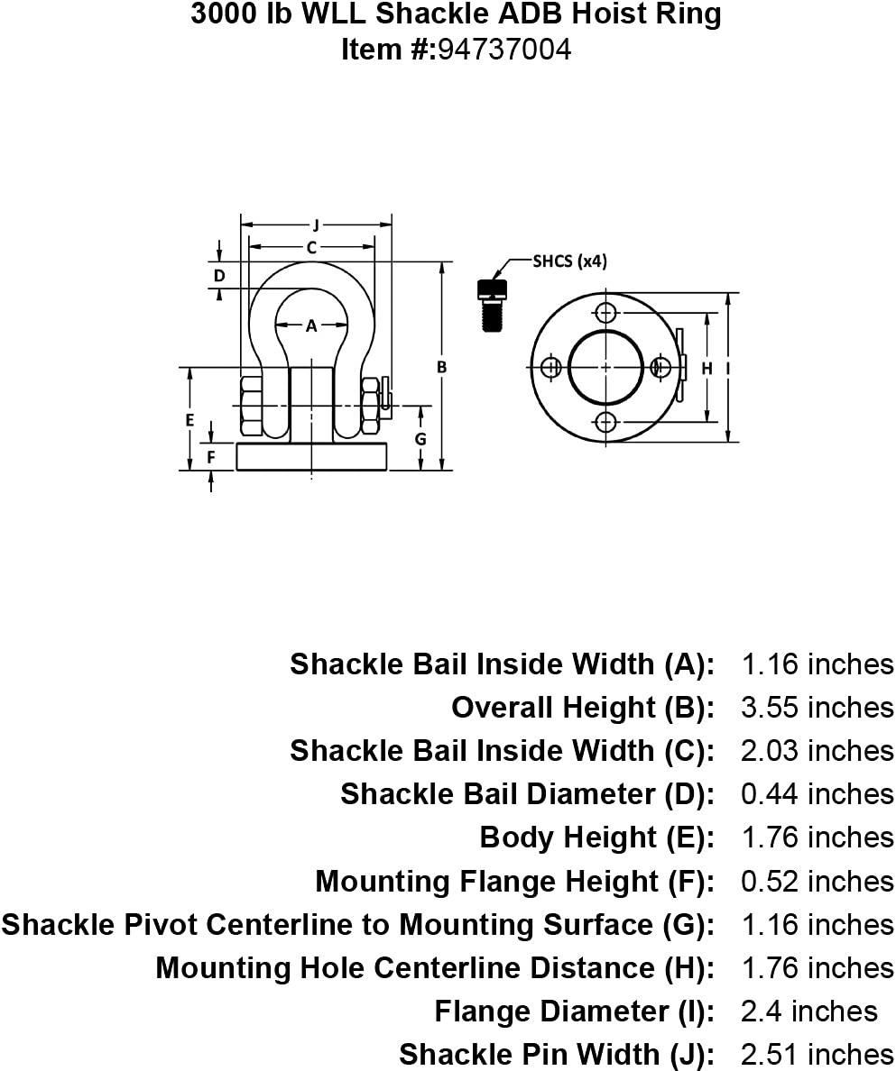 HRS Shackle Hoist Ring (36520)