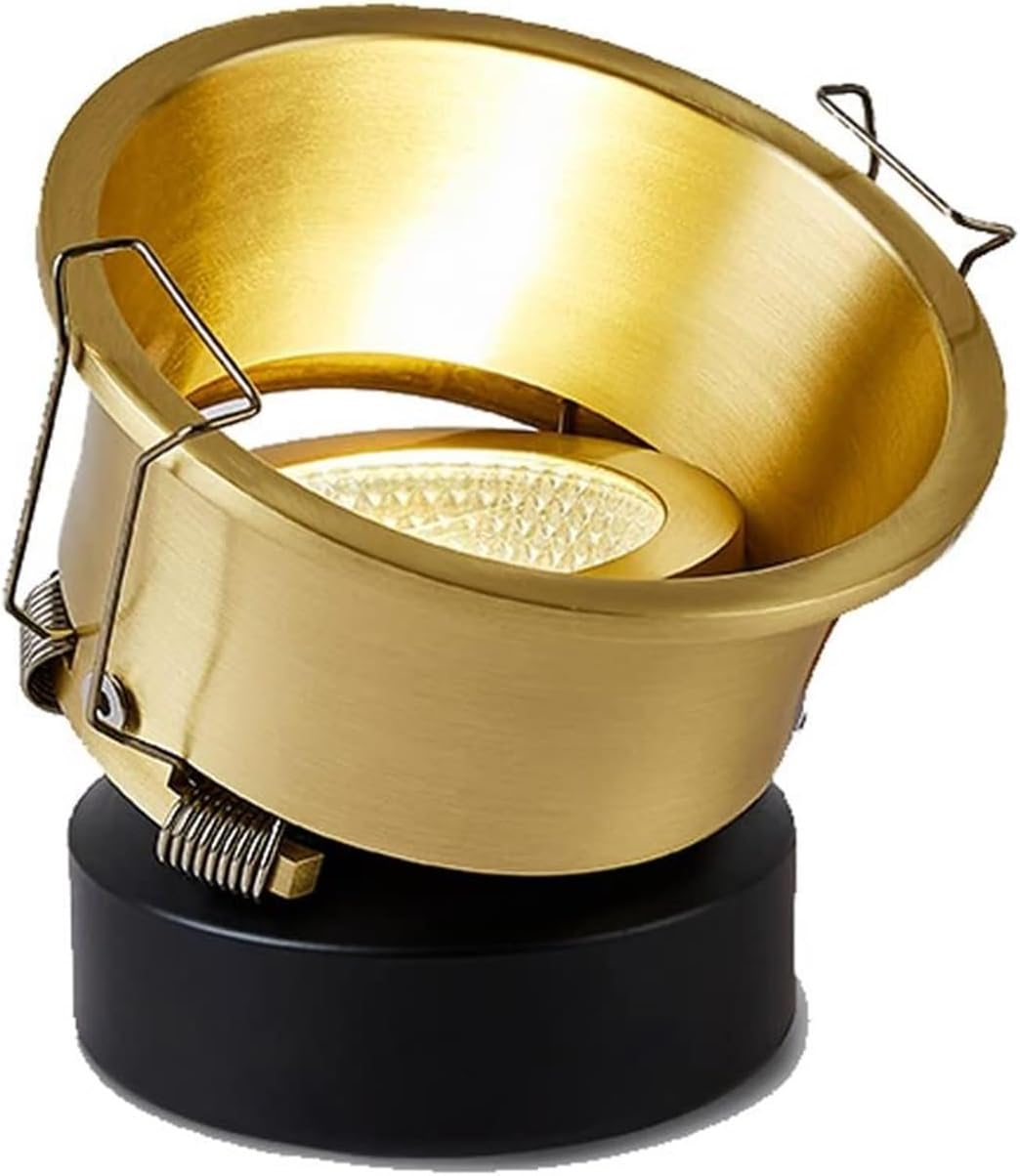 Brass Adjustable Canless Downlights COB Recessed Spotlights 3 Inch Eyeball Ceiling Spotlight Indoor Puck Lighting 7W, 9W, 12W