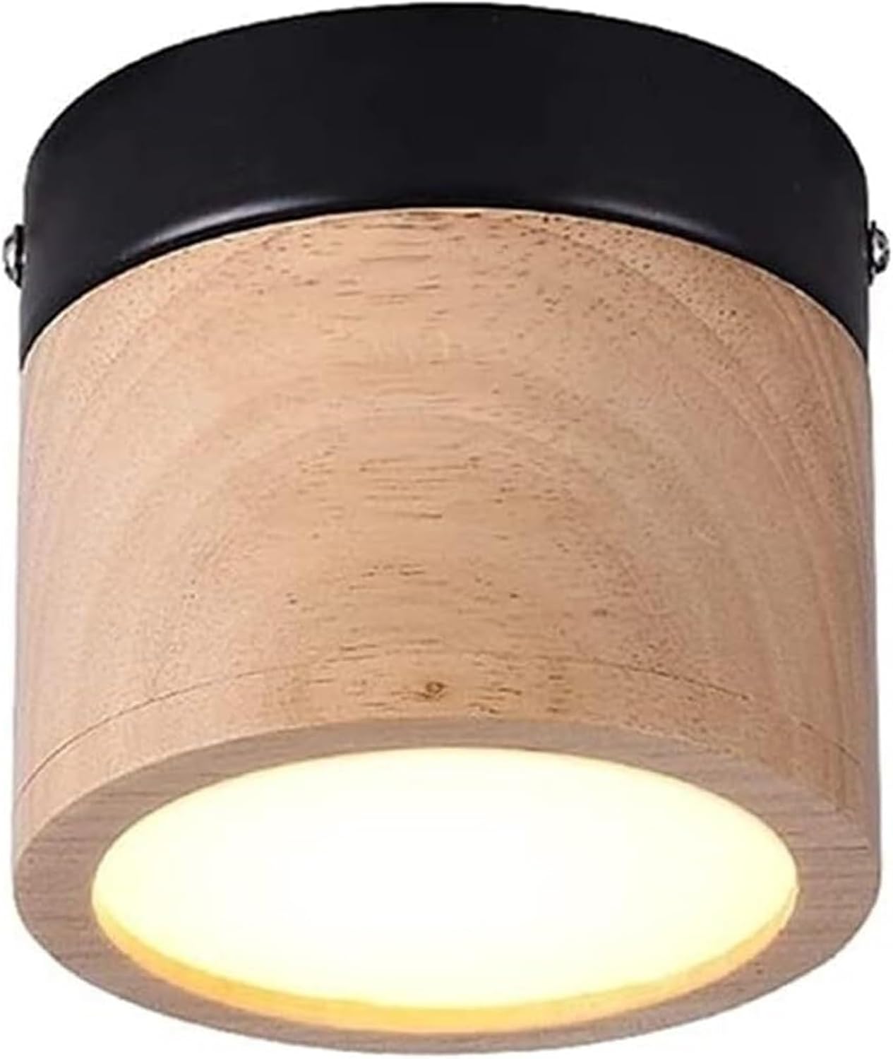 Solid Wood Round Acrylic Ceiling Light Downlight 5W Bright LED Mounted Ceiling Lamp Two-Color Indoor Spotlights Pendant Light for Corridor Bedroom