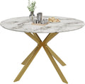 ALBAD 46.4' Round Dining Table, Mid Century Modern Round Dining Room Table for 4-6 with Metal Legs, Easy Assembly Coffee Table, Space-Saving Design for Kitchen and Dining Room