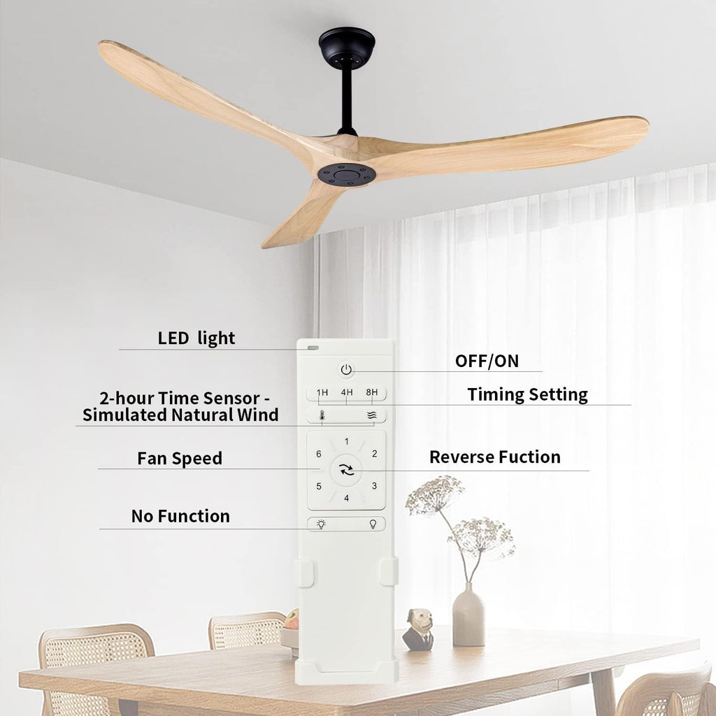 60' Modern Ceiling Fan, Bedroom Fan With Remote Control, 2 Downrods, Reversible DC Motor 27W Quiet Energy Saving