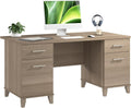 Bush Home 60-Inch Office Desk with Drawers, Computer Desk with File and Box Drawers, Home Office Workstation with Storage Cabinet, Writing Desk Furniture, Somerset Collection, Ash Gray