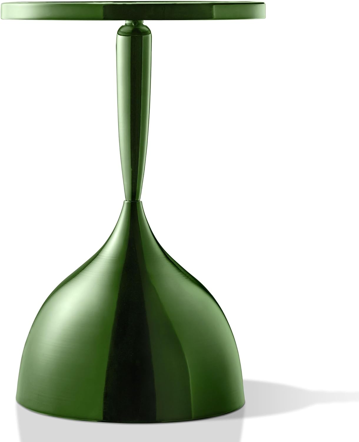 Homes: Inside + Out Halric Modern 24' Tall Round End Table with Decorated Tabletop and Iron Metal Base, Accent Furniture, Elegant Pedestal Stand for Living Room, Home Office, Chrome Green