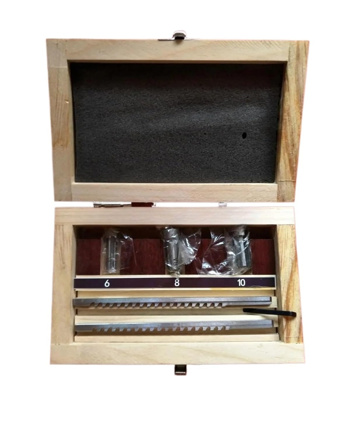 Keyway Broach Kit HSS Keyway Broach Set Metric Sized 6pcs 2mm 3mm Broaches 6/8/10 Collared Bushings with Shims CNC Cutting Tools