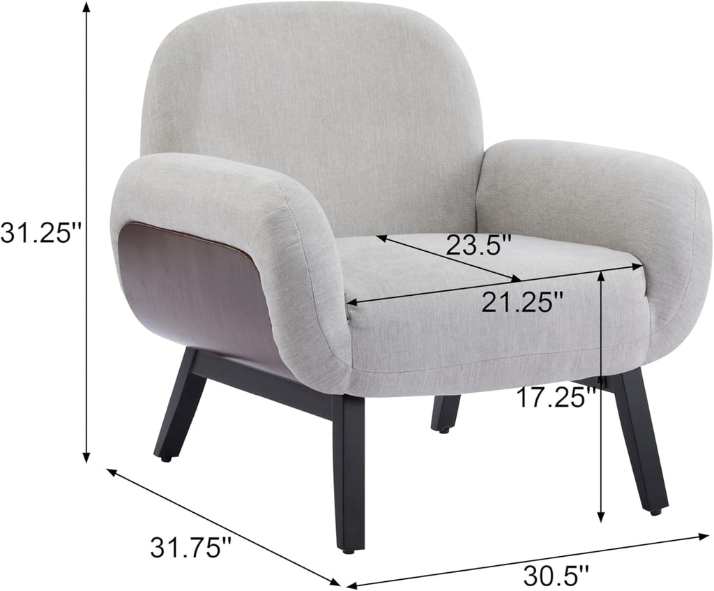 Christopher Knight Home Audrey Modern Fabric Upholstered Accent Chair, Living Room Low Profile Fabric Armchair, Wooden Comfy Reading Chair, Soft Seating Single Lounge Sofa, Light Grey