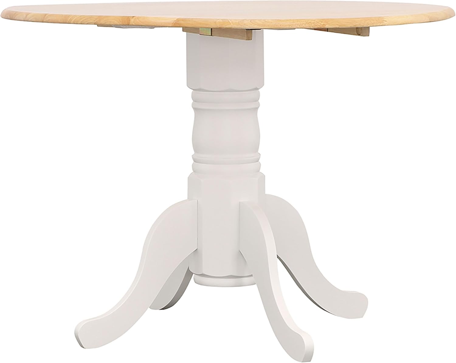 Coaster Home Furnishings - Allison - Wood - 5-Piece Round Drop-Leaf Dining Table Set - Extendable Round Table with Windsor Spindle Back Wooden Dining Chairs - Dining Room - Natural and White - 4241-S5