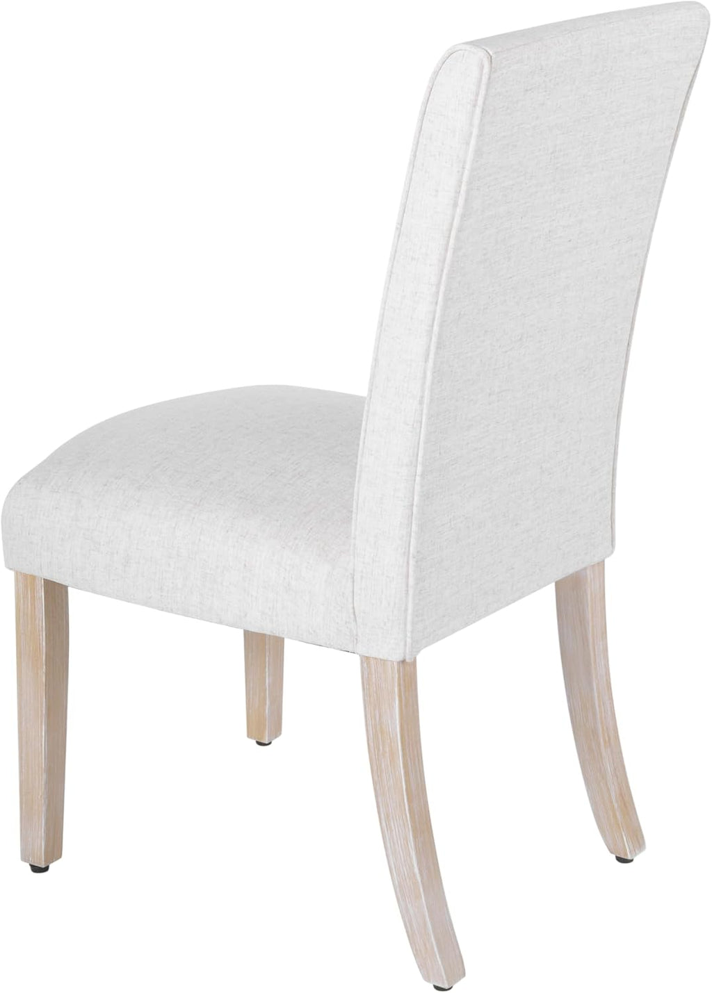 Homepop Scalloped Detail Dining Chair|Upholstered Parsons Dining Chairs |Decorative Home Furniture, Cream Textured Woven (Set of 2)