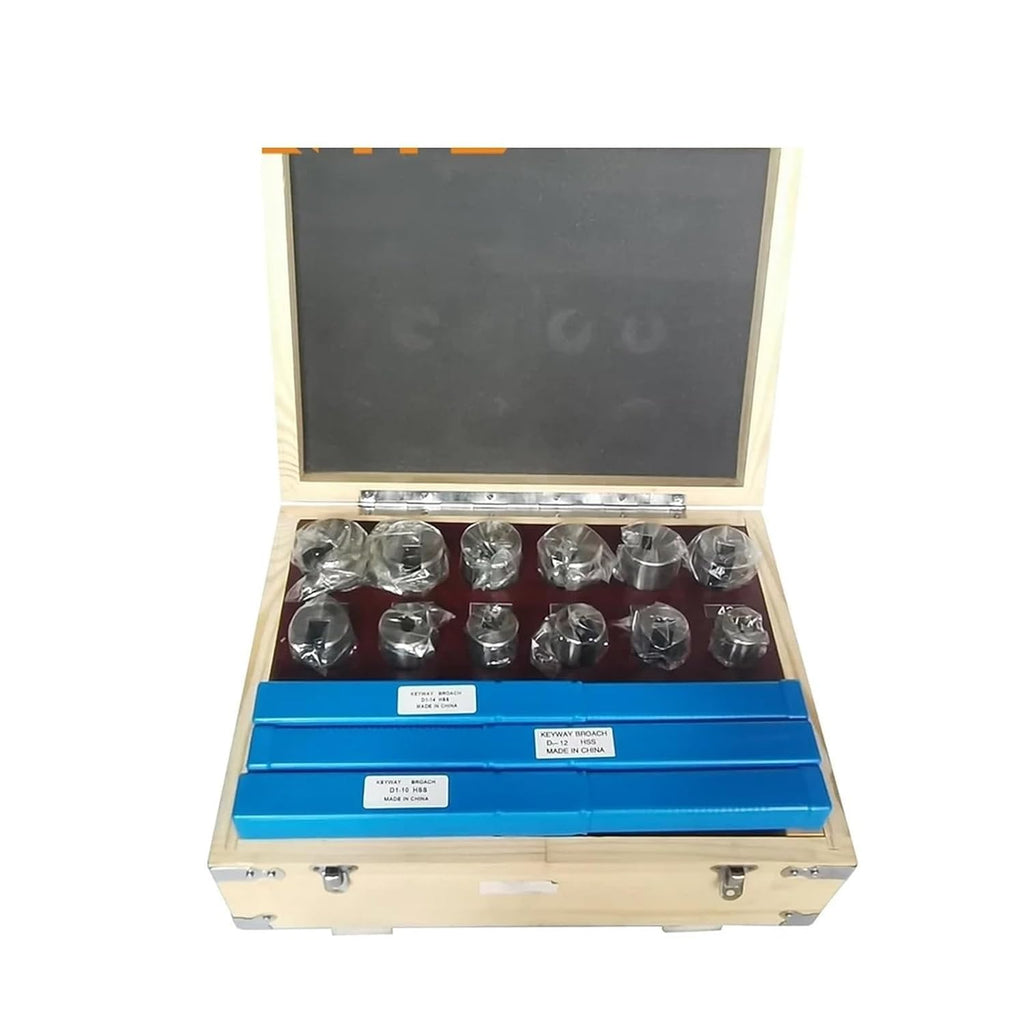 Push Type Keyway broaches 21pcs Broach Tool Set 10mm 12mm 14mm Broaches 32-50 Bushings Shims HSS Cutting Tools for CNC Machine