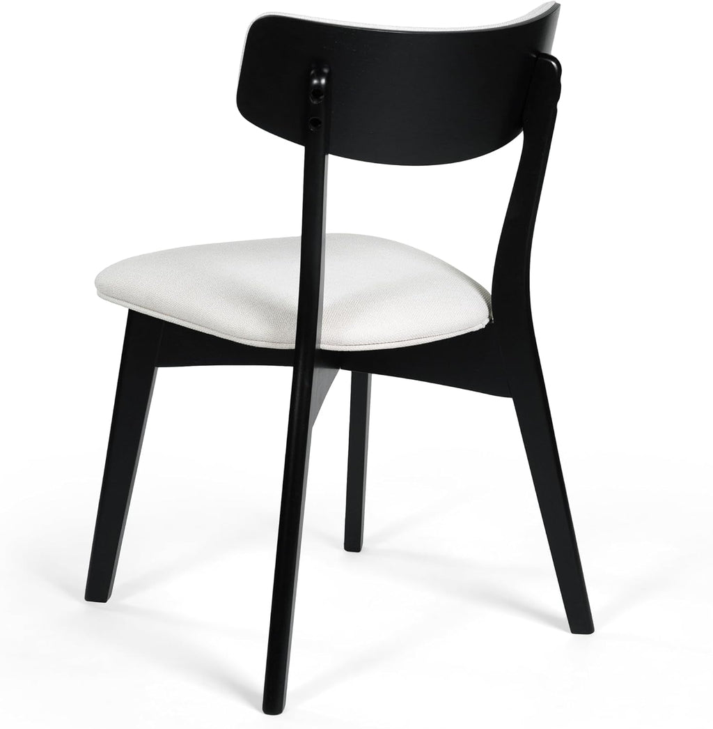 Chazz Upholstered Dining Chairs- Light Beige/Matte Black (Set of 2)