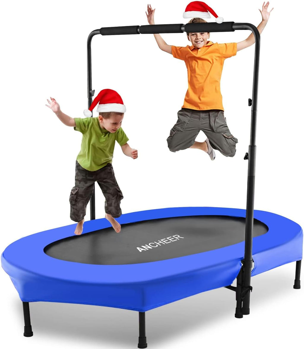 Trampoline for Kids, Toddler Trampoline Indoor Sports and Outdoor Games 56' Kids Rebounder 220LBS Capacity with Adjustable Safety Handrail Foldable Jumper for Boy Girls ASTM Certified
