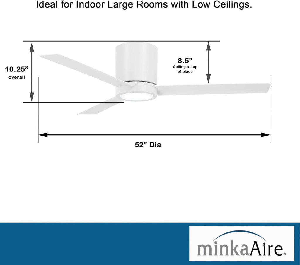 MINKA-AIRE Roto Flush 52' Hugger LED Ceiling Fan F644L-WHF - Flat White