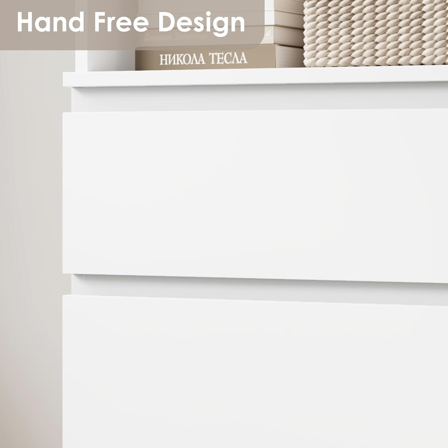 GarveeHome 70 in Bookcase with Drawers, Tall Bookshelf Farmhouse Bookcases Wooden Deep Bookshelves Storage Cabinet Organizer for Living Room, Study, Kitchen, Home Office(A-White)