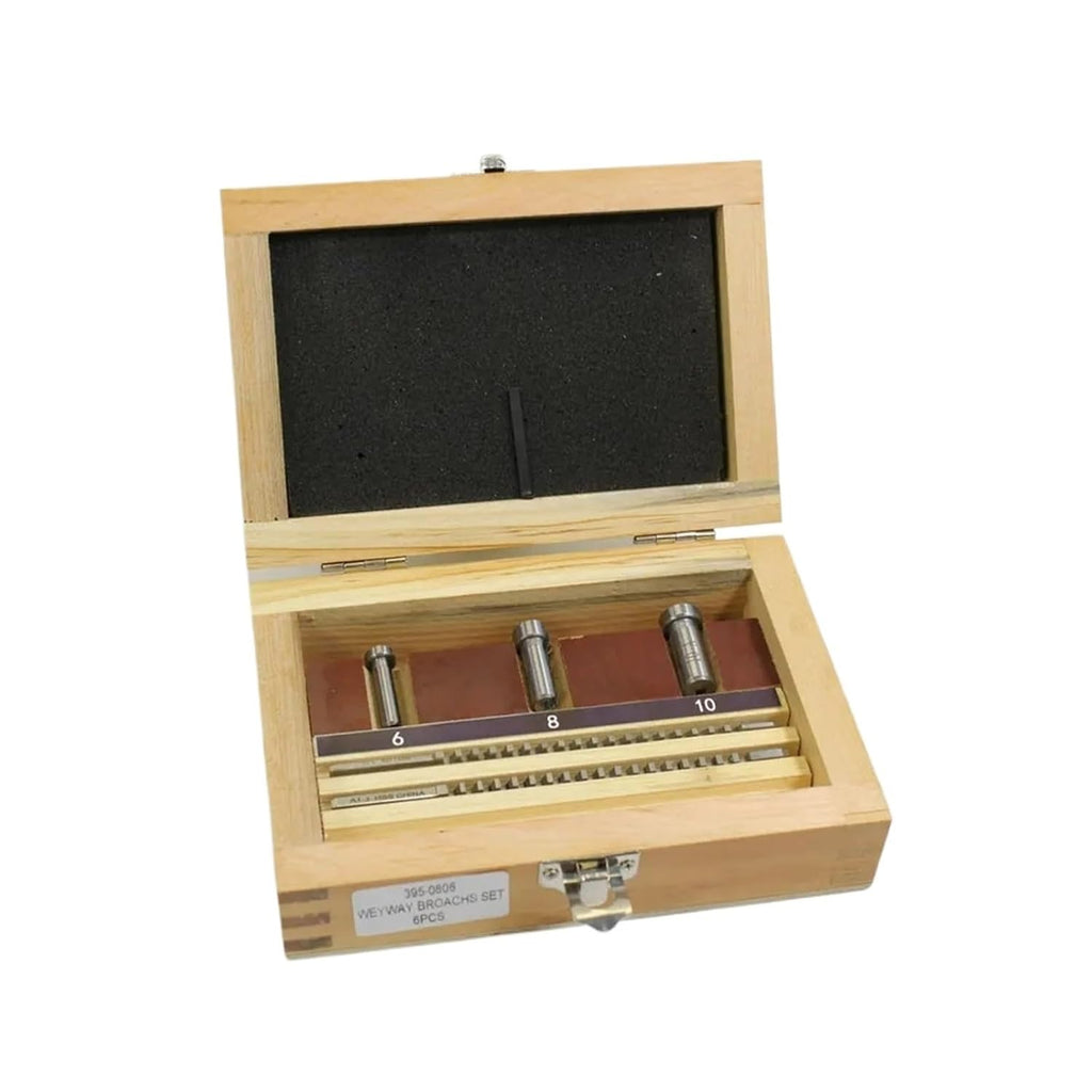 Keyway Broach Kit HSS Keyway Broach Set Metric Sized 6pcs 2mm 3mm Broaches 6/8/10 Collared Bushings with Shims CNC Cutting Tools