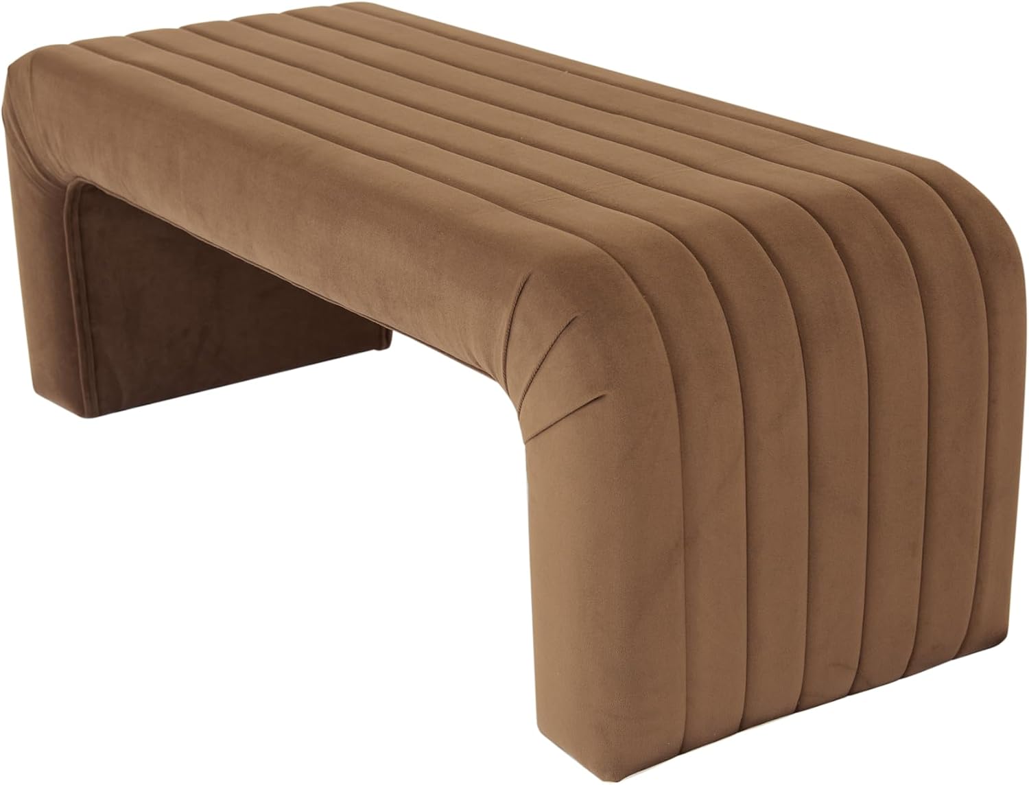 Spatial Order 48' Modern Arch Channel Bench - Rust Orange Velvet