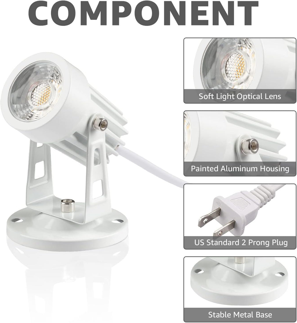 2 Pack LED Spot Lights Indoor Plant Spotlight Lamp Up for Plants Aent Lighting 110V Warm White Uplight 5.9 FT Cord with Floor Foot Switch,